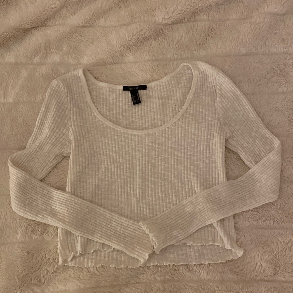 Forever 21 white long sleeve crop top